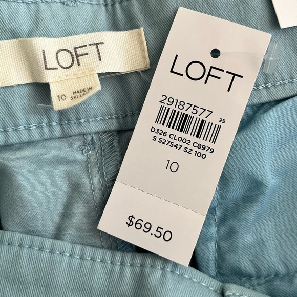 LOFT Blue Girlfriend Chino Pants Scalloped Eyelet Hem Size 10 Summer Beachy NWT - Picture 11 of 15